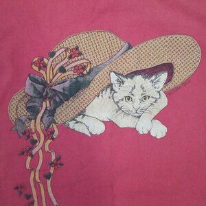 Vintage 90s Cat Kitten Under Hat T-Shirt